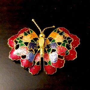 NEW Cloisonne Butterfly Brooch Pin 2"